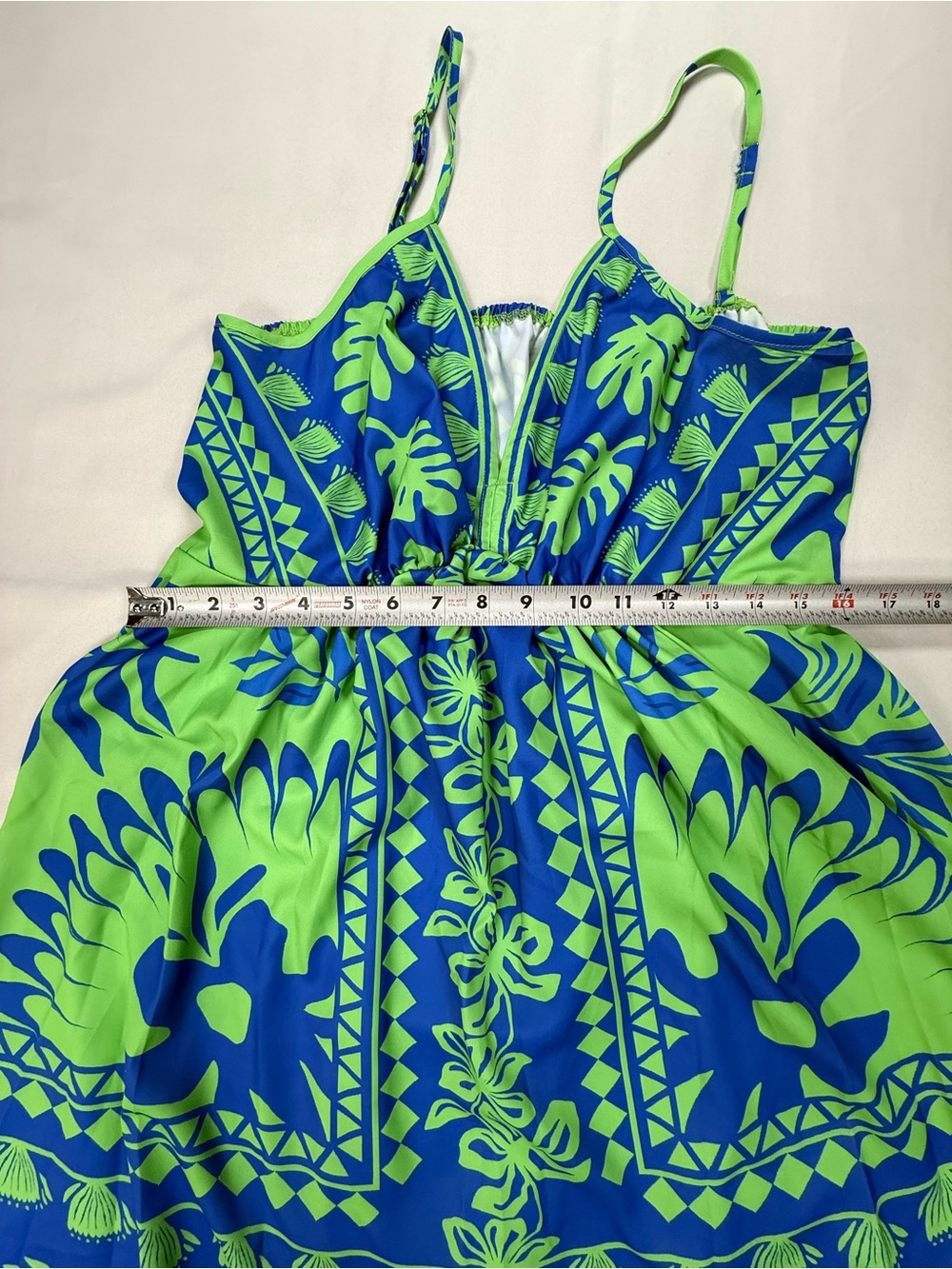 Cupshe Neon Green and Royal Blue Tropical Print Swim Coverup Dress - Picture 6 of 8